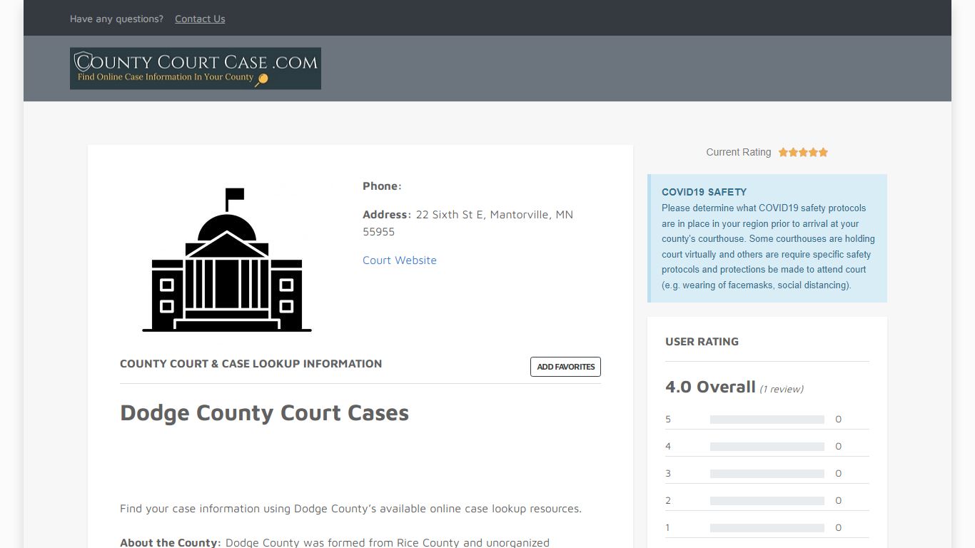 Dodge County | County Court Case Search & Lookup | CountyCourtCase.com